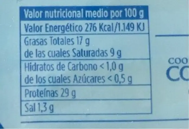 Queso semicurado light lonchas d.o. mahón nutrition facts table