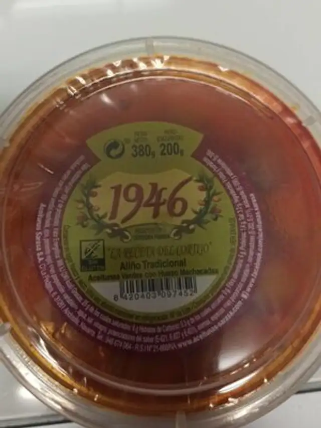 Aceitunas Verdes con Hueso Machacadas 1946