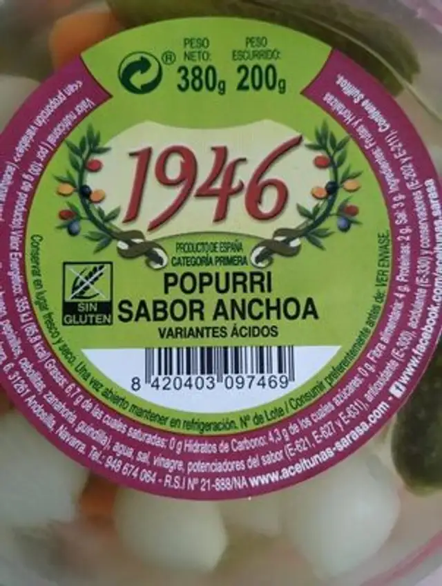Popurrí sabor anchoa nutrition facts table