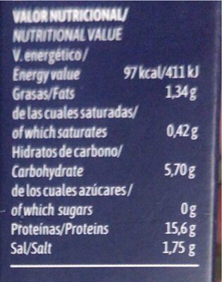 Berberechos nutrition facts table