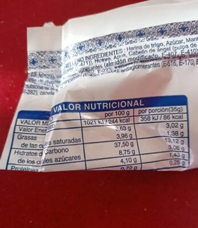 Maritoñi nutrition facts table