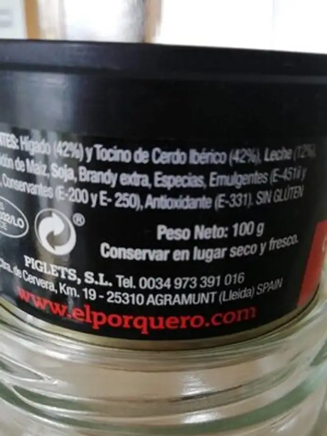Pate ibérico nutrition facts table