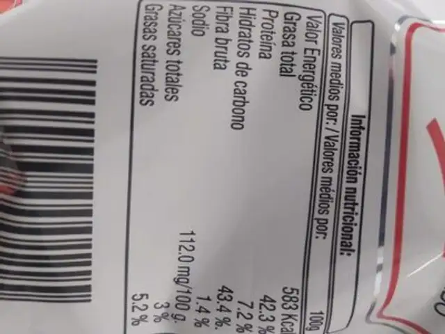 Patatas fritas nutrition facts table