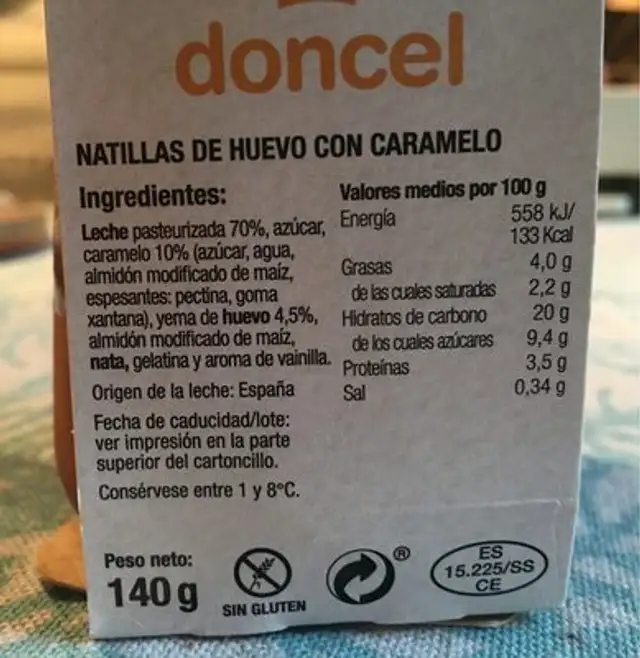 Notillas de huevo concaramelo nutrition facts table