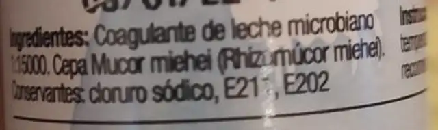 Coagulante de leche nutrition facts table