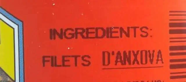 Anxoves elaborades a l'Escala ingredients label