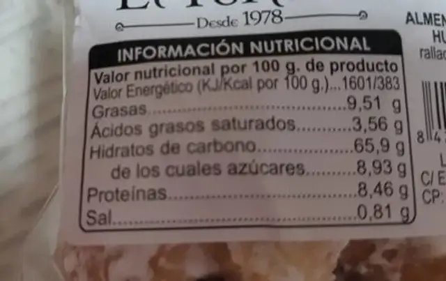 Roscos rellenos de almendras nutrition facts table