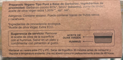 Hummus Fresc Curcuma ingredients label