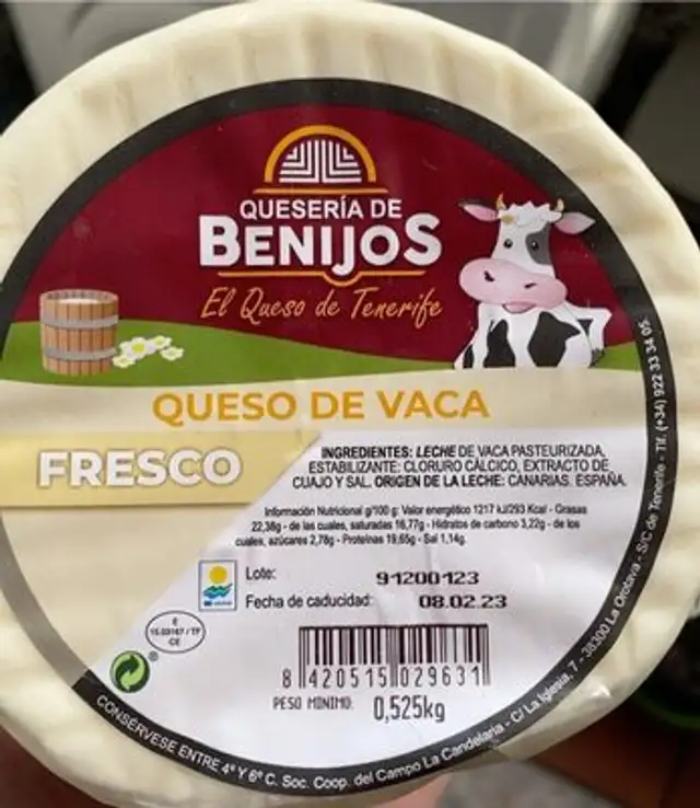 Queso de vaca fresco nutrition facts table