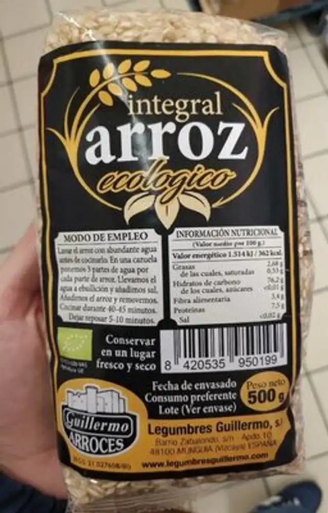 Arroz integral ecológico