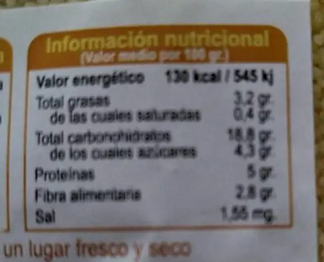Cous cous blanco nutrition facts table