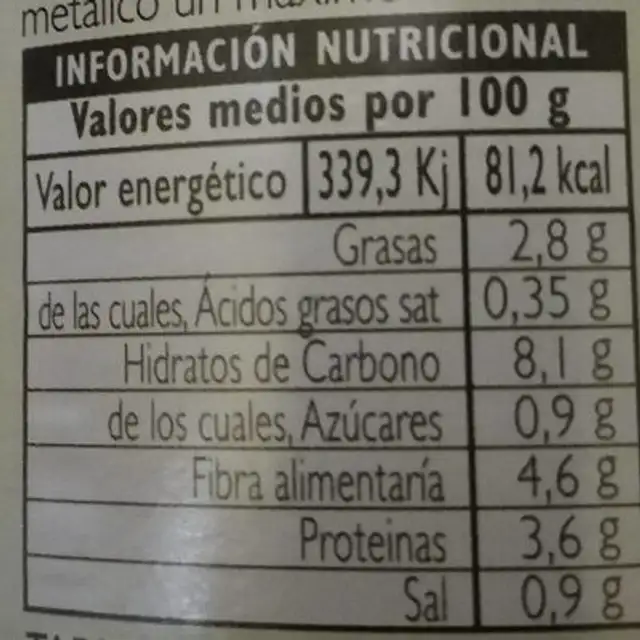 Garbanzos cocidos con quinoa, verduras y cúrcuma nutrition facts table
