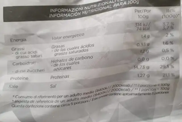 Anelli e ciuffi calamaro patagonico nutrition facts table