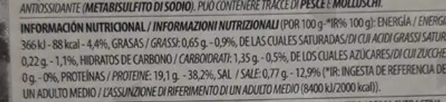 Cola de gambón austral nutrition facts table