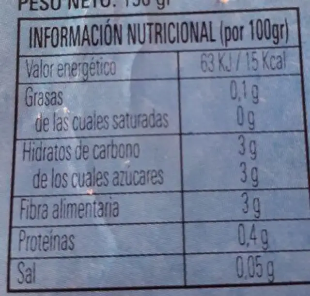 Arandanos frutos secos nutrition facts table