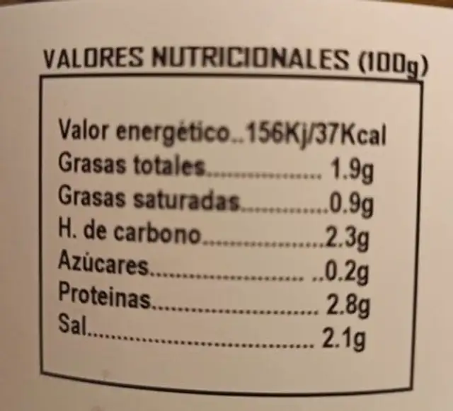 Banderilla picante nutrition facts table
