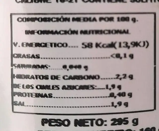 Cebolletas sabor anchoa nutrition facts table
