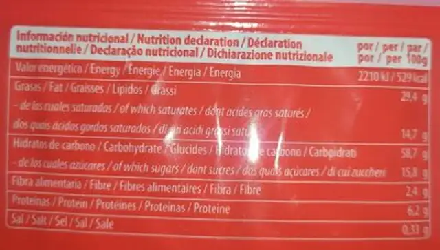 Boer sabor coco nutrition facts table