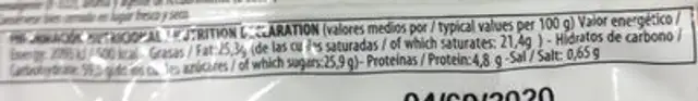 Choco Bon nutrition facts table