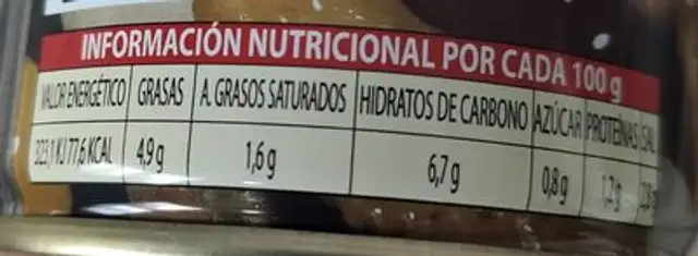 Revuelto con aceite nutrition facts table