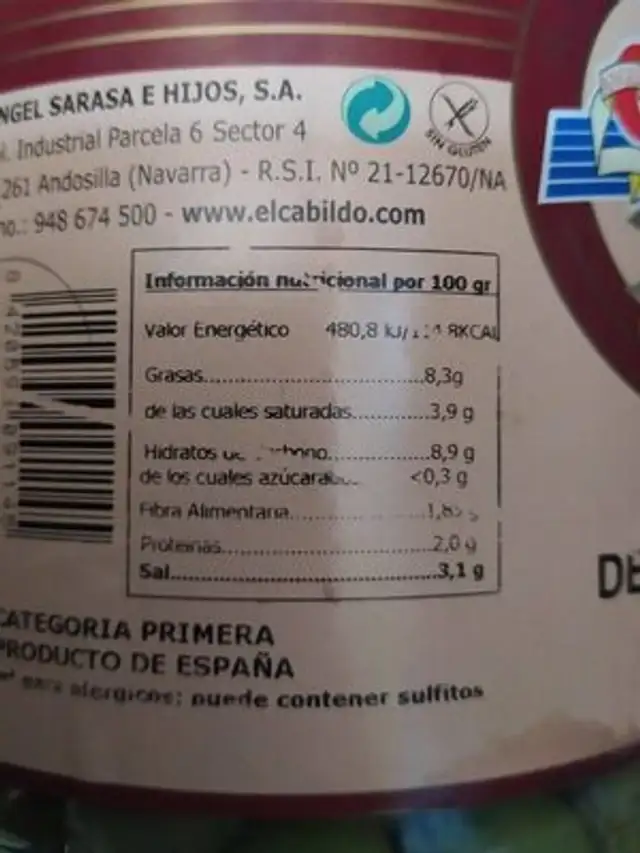 MIX DE ACEITUNAS SABOR ANCHOA nutrition facts table
