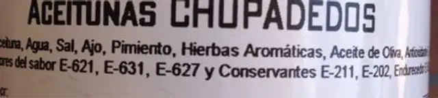 Olives ingredients label