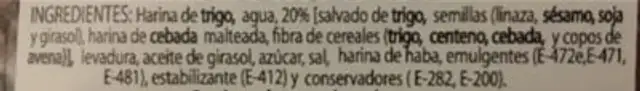 Pan de molde-multicereal ingredients label