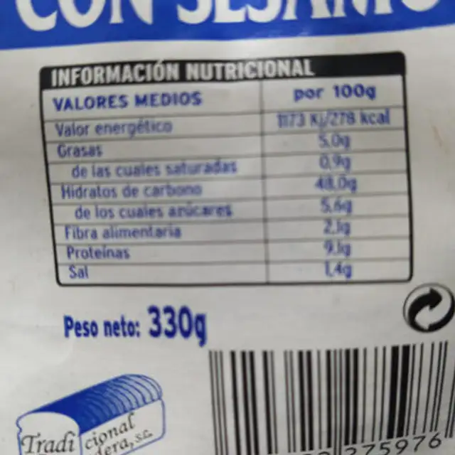 6 HOT-DOGS CON SÉSAMO nutrition facts table
