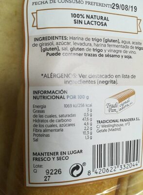 Pan rústico perritos front packaging