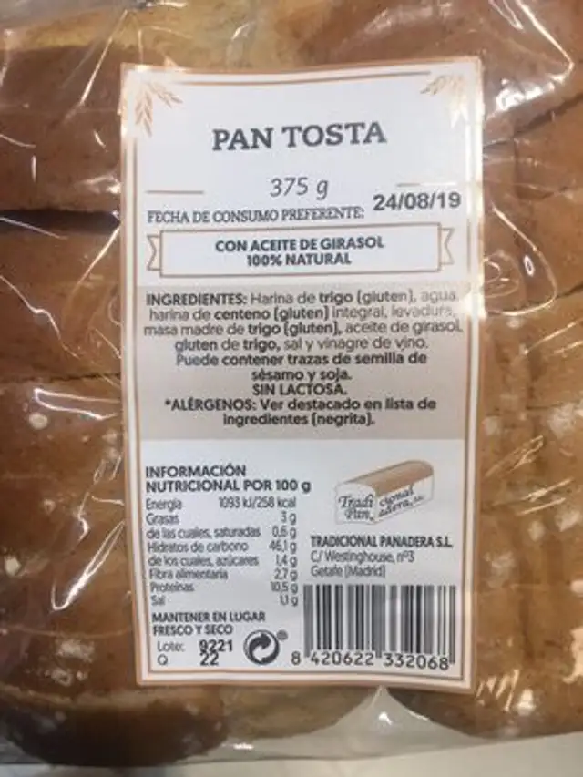 Pan tosta rebanado