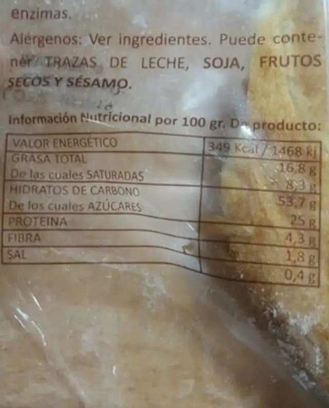 Ensaimada de cabello de angel nutrition facts table
