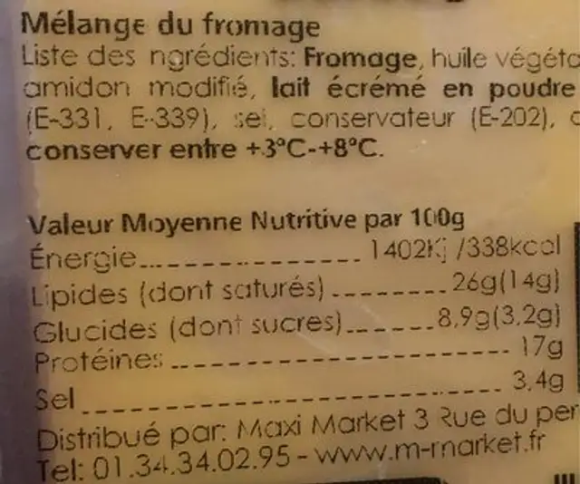 Burger slices nutrition facts table
