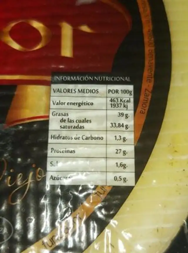 Queso fundador nutrition facts table