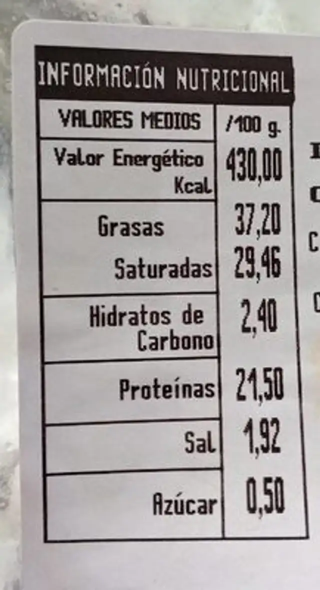 Reino de leon nutrition facts table