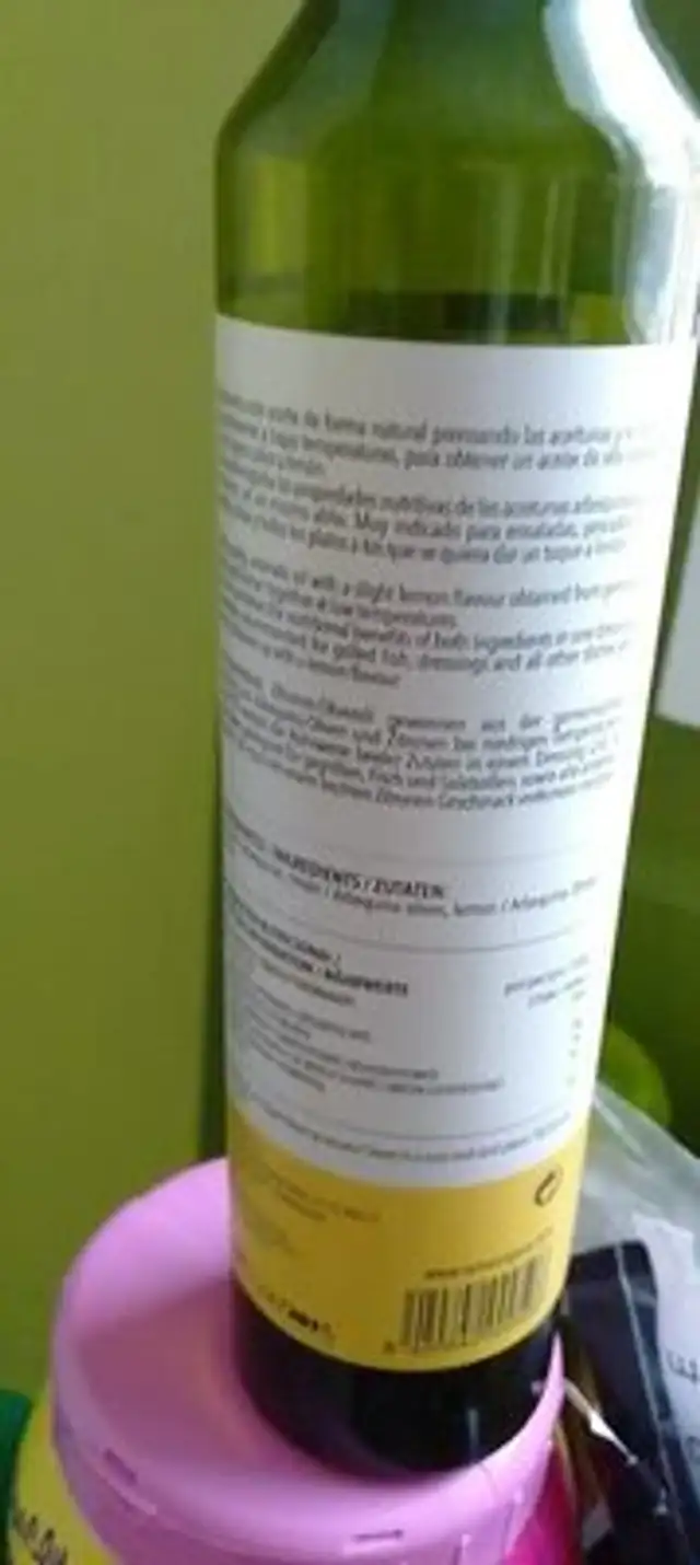 Huile d'olive au citron nutrition facts table