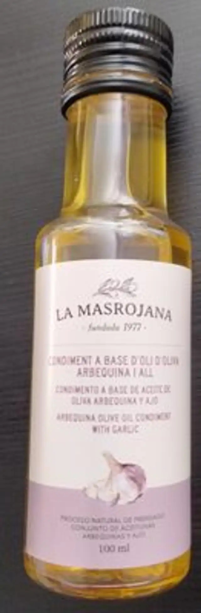 Condimento a base de aceite de oliva arbequina y ajo