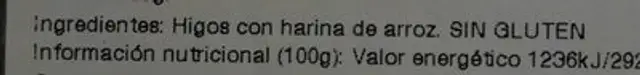 Higos secos ingredients label