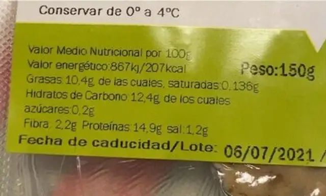 Veggie burguer nutrition facts table