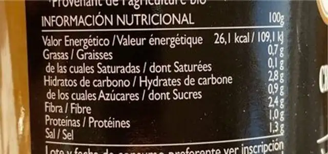 Crema de puerro nutrition facts table