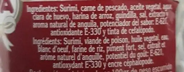 Pibales ingredients label