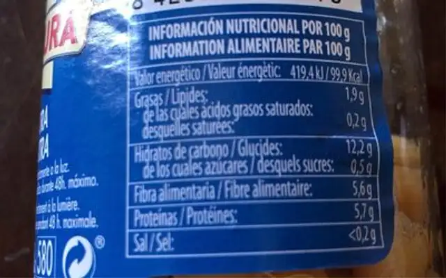 Garbanzos extra cocidos nutrition facts table