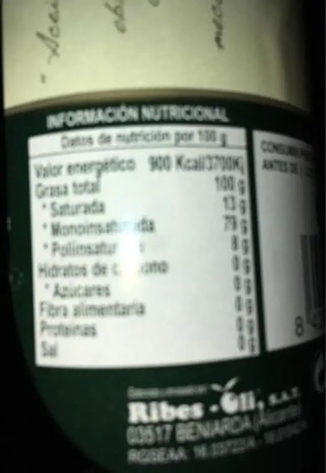 TRONCAL huile d'olive extra nutrition facts table