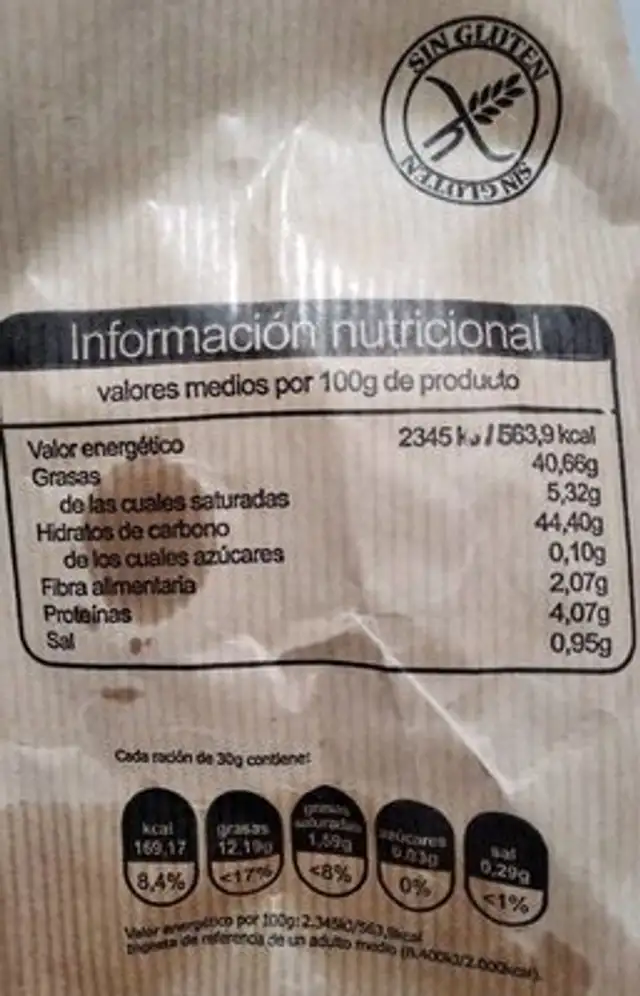 Patatas fritas con aceite de oliva nutrition facts table