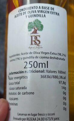 Aceite de oliva virgen extra con guindilla