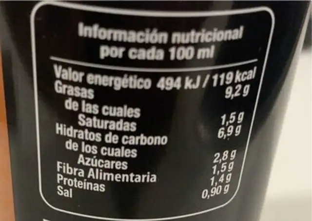 Salmorejo Fresco nutrition facts table