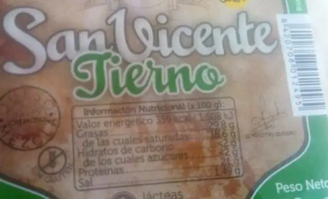Queso tierno nutrition facts table