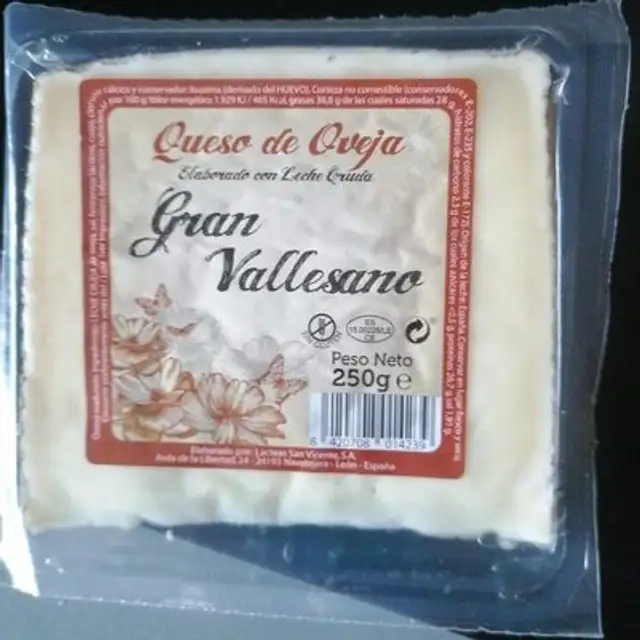 Queso de Ovjea Gran vallesano nutrition facts table