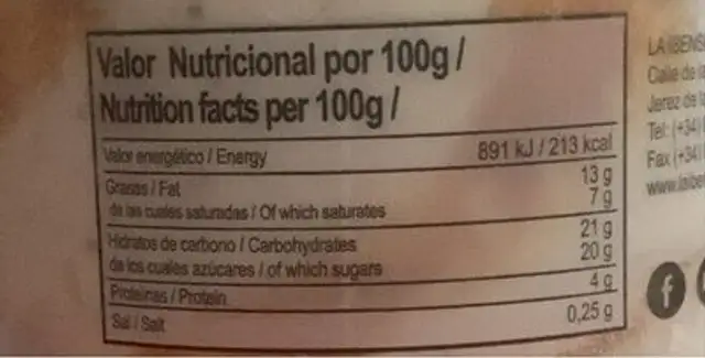 Helado ibense nutrition facts table