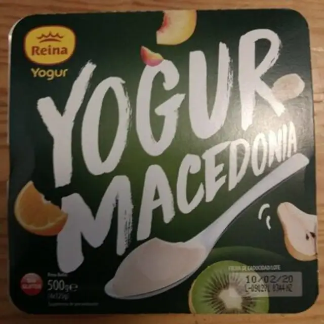 Yogur macedonia front packaging