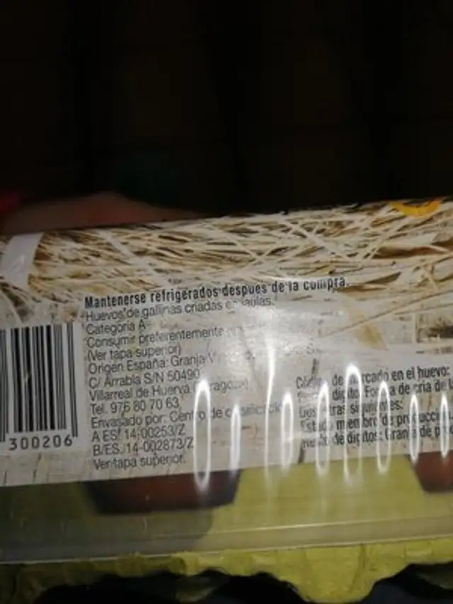 Huevos Frescos clase XL ingredients label